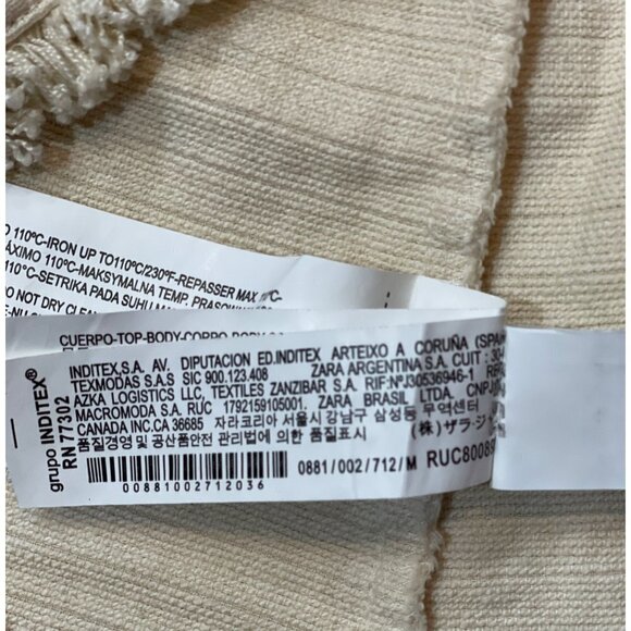 ZARA TRF_OUTERWEAR Faux Quilted Ivory Jacket Medium Ethnic Sherpa Embroidery EUC - Picture 15 of 16